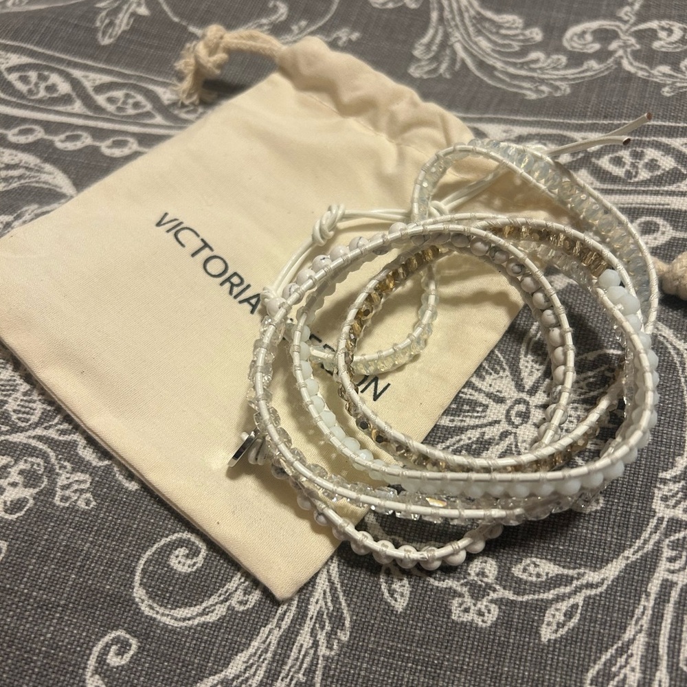 Victoria Emerson Gold and White Bohemian Bracelet